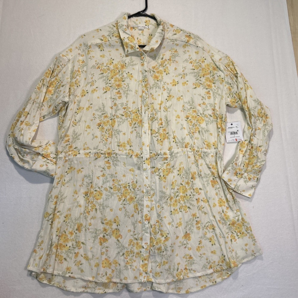 ONeill Saltwater Women Swim Cover Up Dress Cami Tatianna Yellow Floral Large